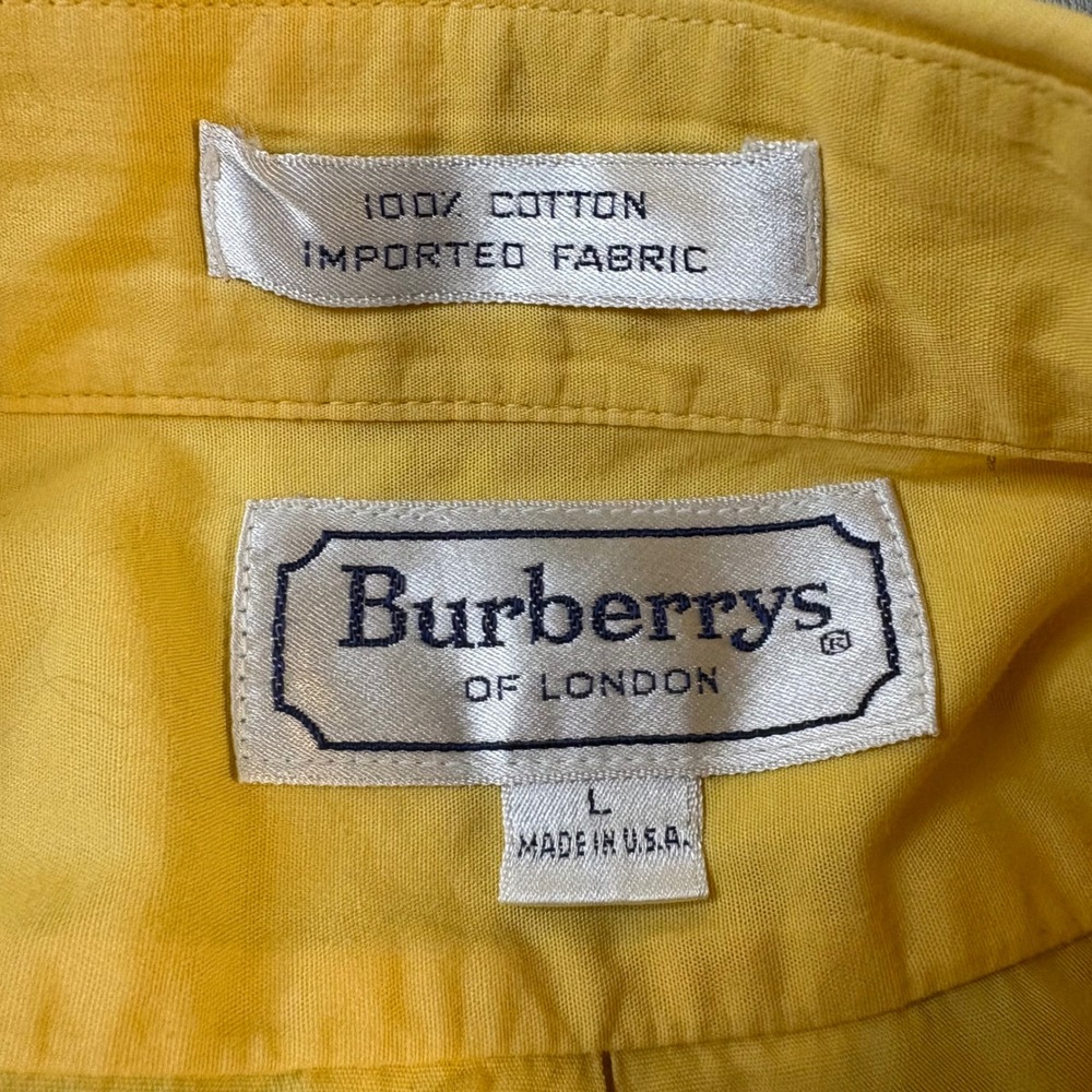Vintage Burberrys of London Mens Yellow Cotton Button Down Shirt Large USA Made - Picture 2 of 15
